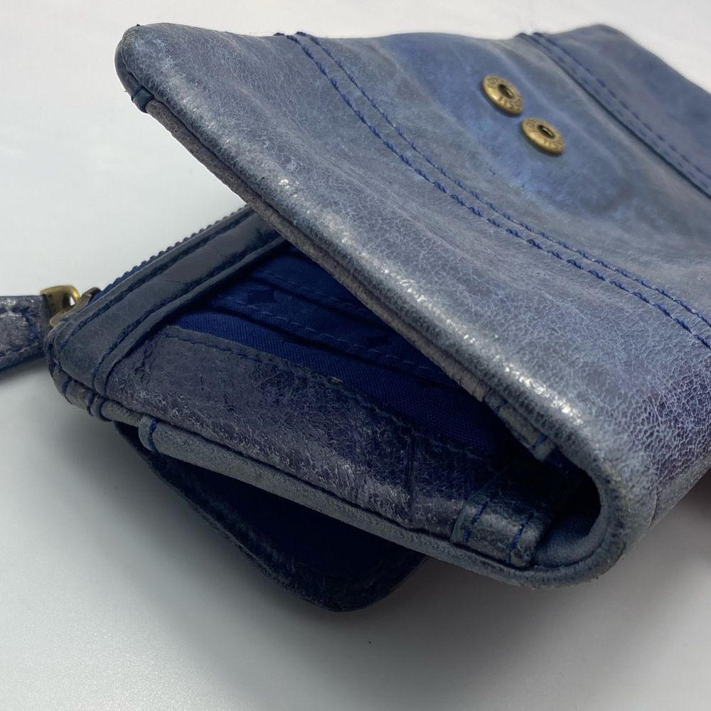 Fossil Blue Leather Wallet Long Live Vintage Clutch Organizer ID Card Holder - Picture 9 of 10